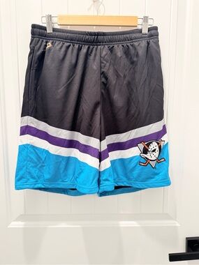 Men's Athletic Hockey-Inspired Shorts in Black, Teal & Purple
